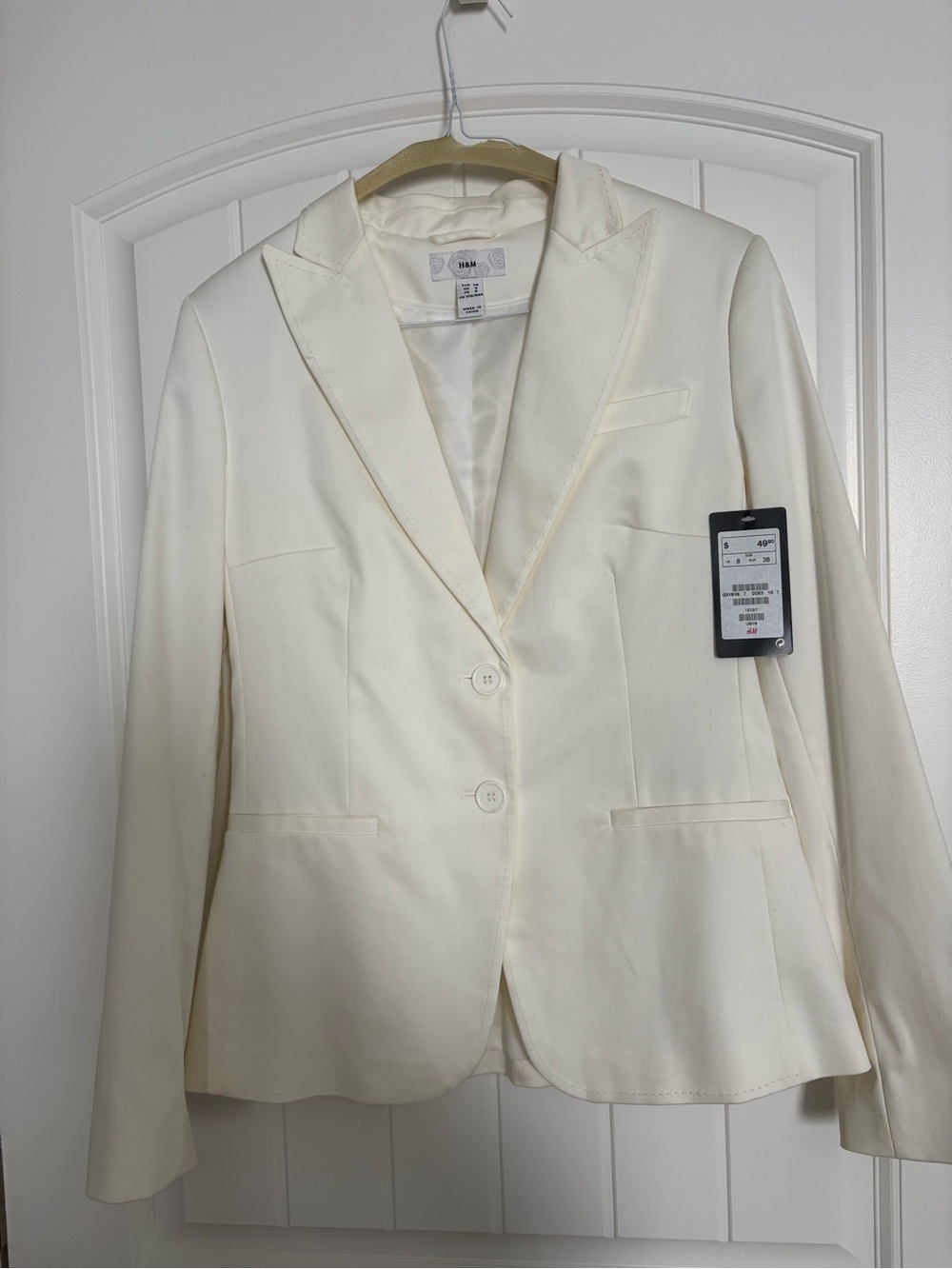 H&M Women's Cream Single-Breasted Blazer size 8 NWT